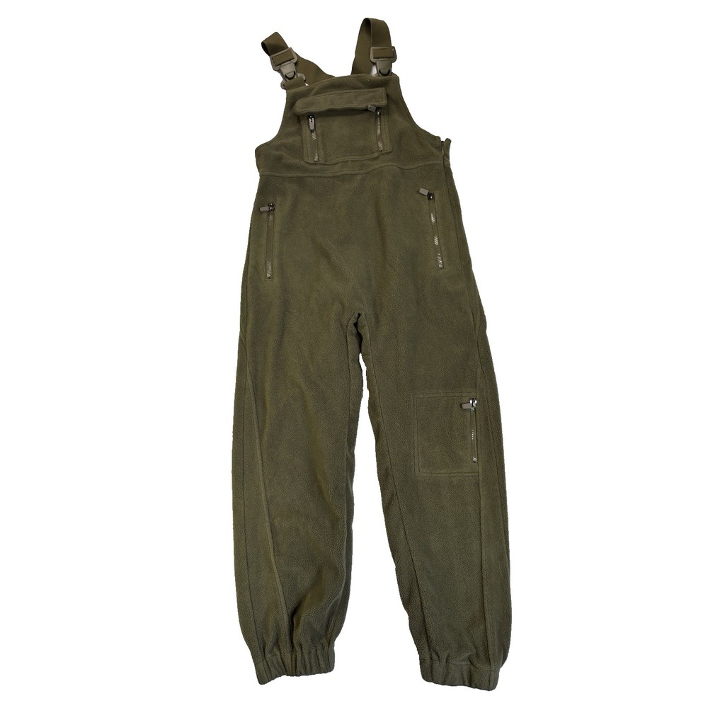Girls 12 Army‎ Green Fleece Sherpa Bib Overalls Gorpcore Winter Cold Weather